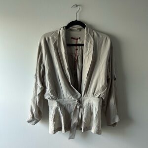 Left on Houston light grey lightweight silk jacket